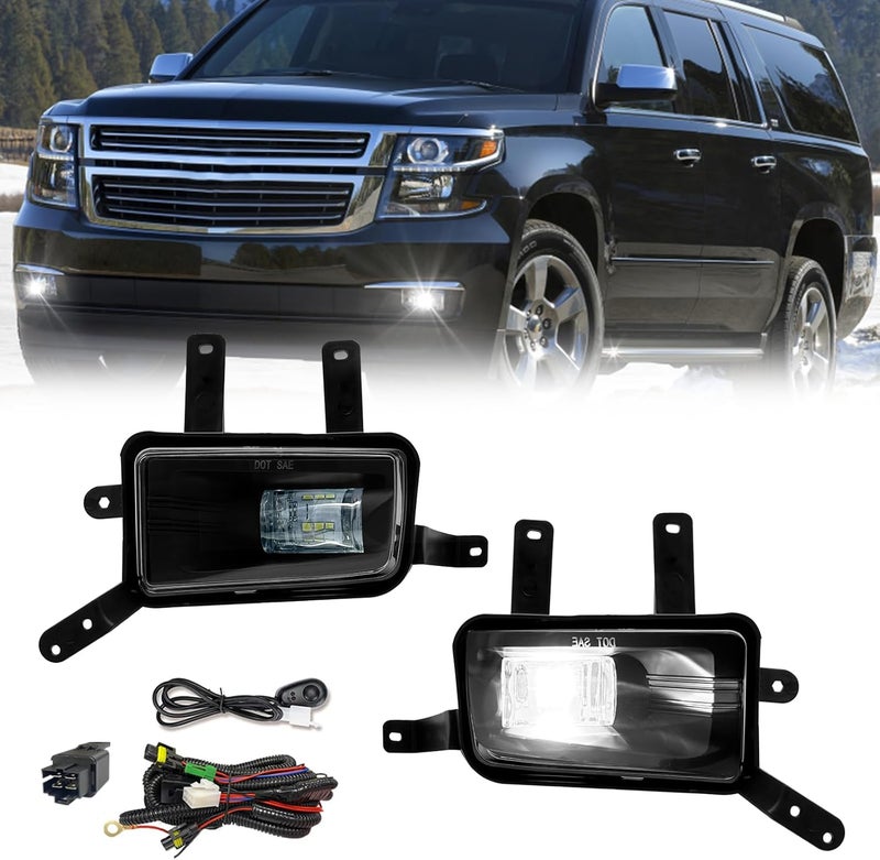 BOXLIGHT LED Fog Lights Fit For 2015-2020 Chevy Tahoe/Suburban / 2016-2019 Chevy Suburban 3500HD / 2015-2020 GMC Yukon & Yukon XL With Clear Lens - Image 1